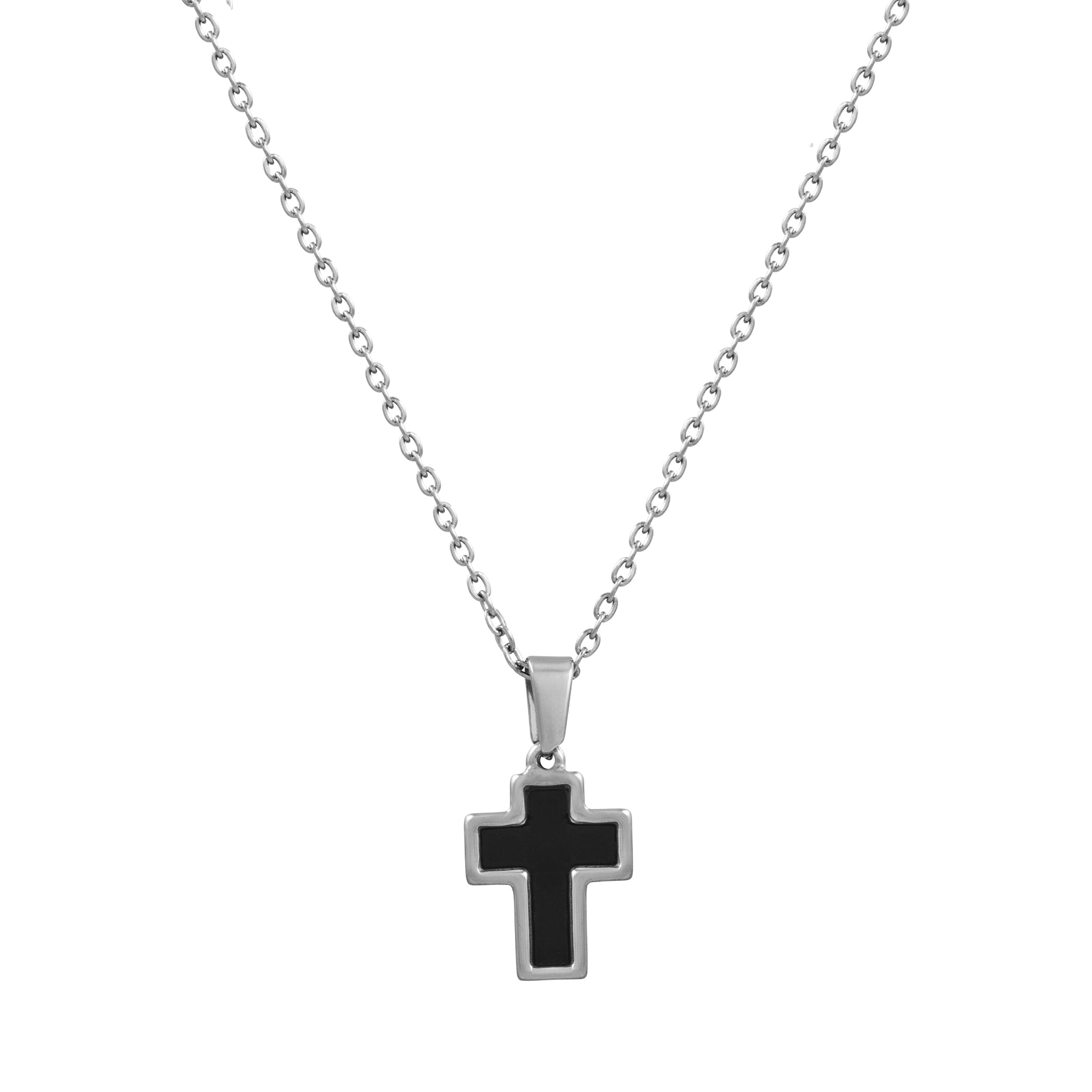 BLACK ONYX CROSS (SILVER)